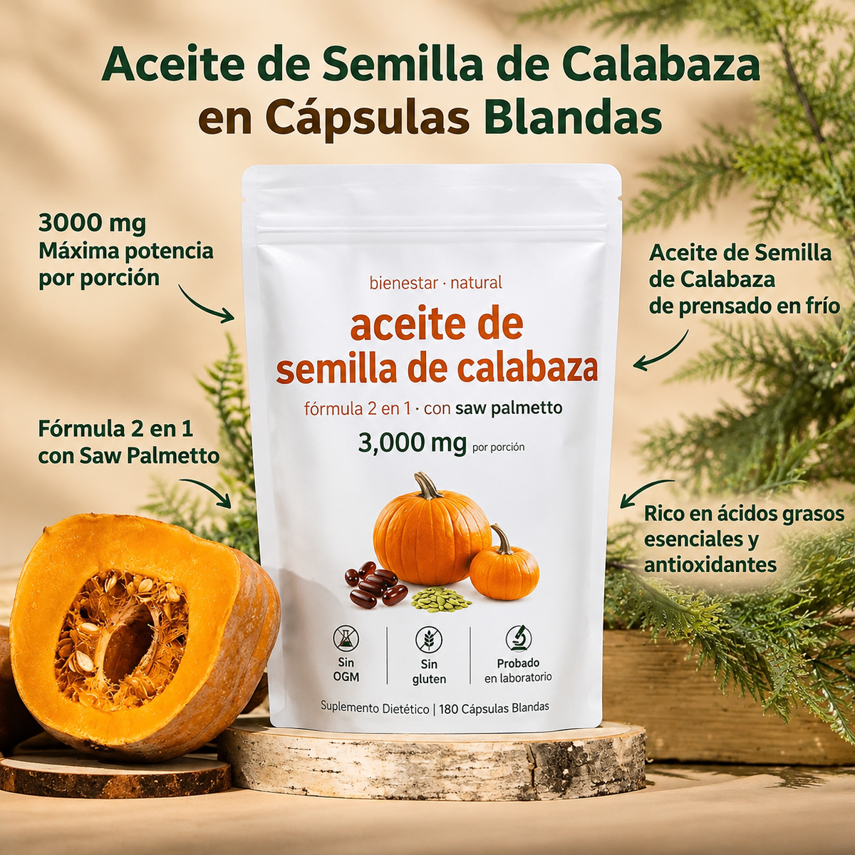 Aceite de Semillas de Calabaza - Suplemento en Cápsulas - Un Ingrediente Vegetal para Tu Rutina